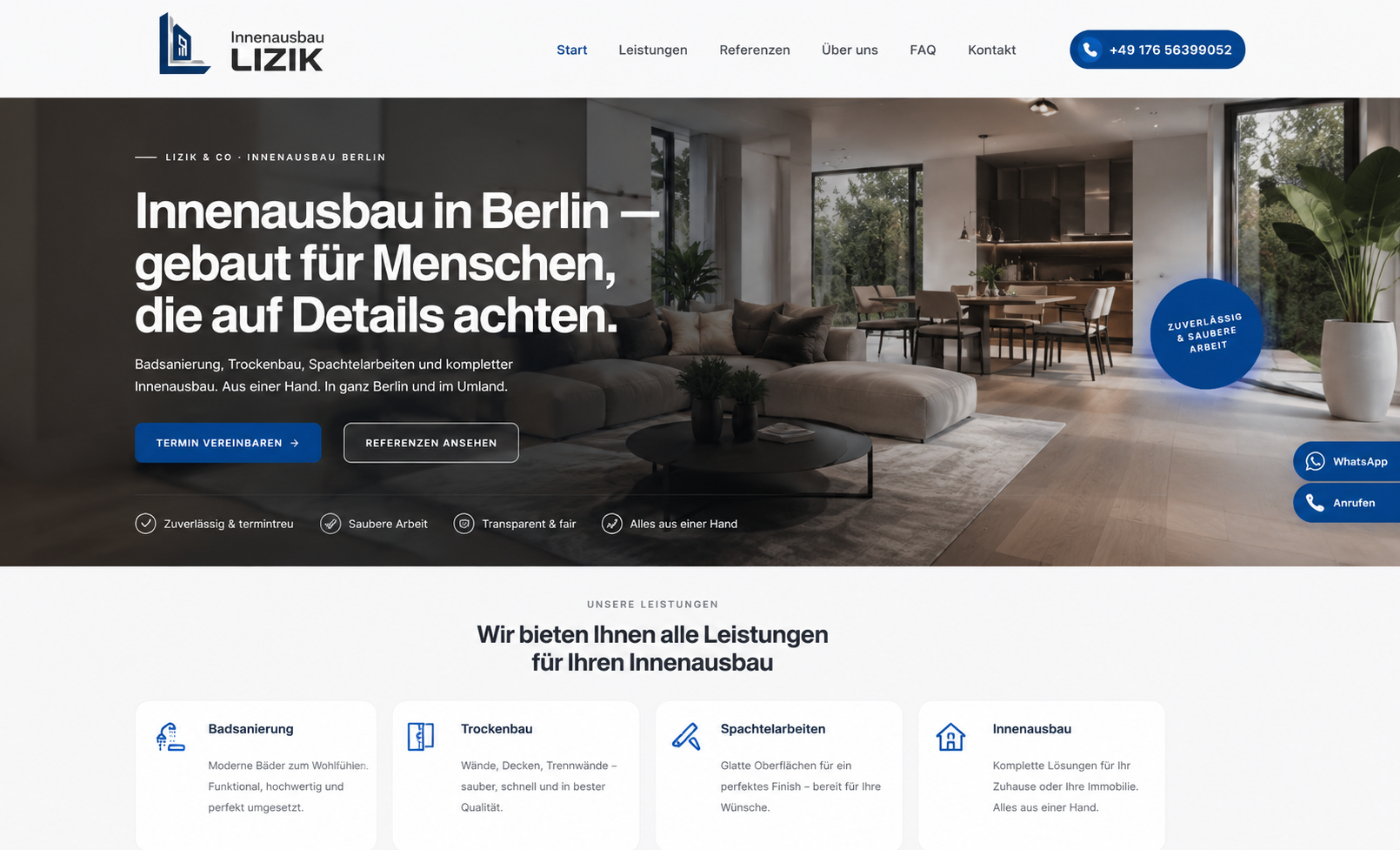 Innenausbau Lizik – neue moderne Website von Webbauwerk